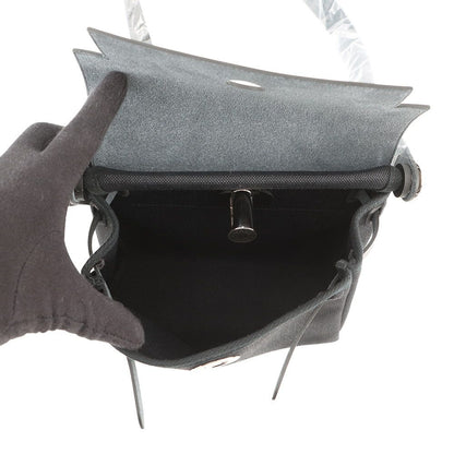 Hermes Shoulder Bag Herbag Zip Mini Black Silver Toile Ash Vache Hunter — view 5