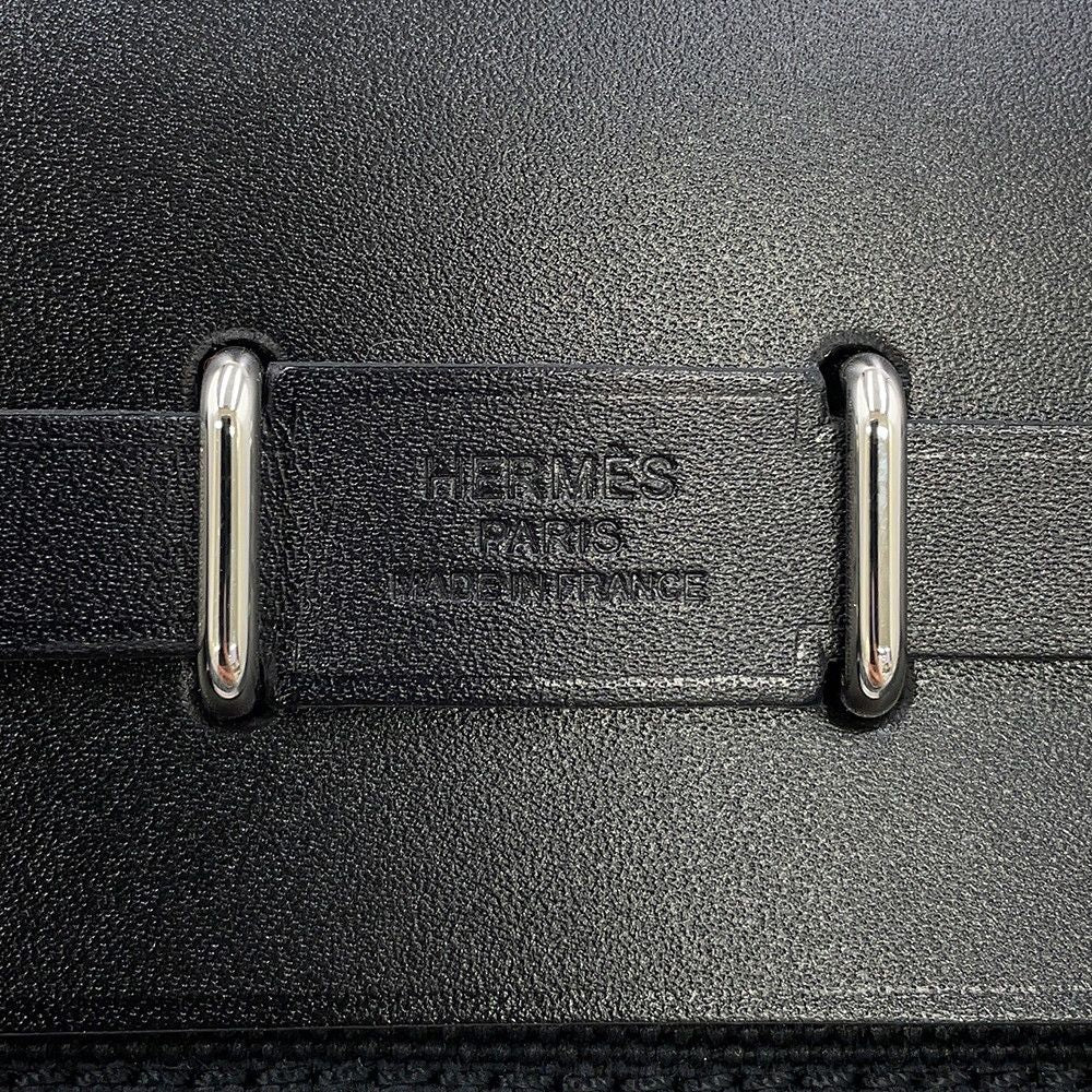 Hermes Shoulder Bag Herbag Zip Mini Black Silver Toile Ash Vache Hunter — view 7