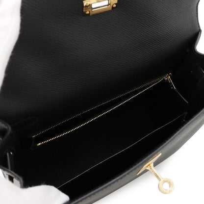 Hermes Handbag Kelly 25 Sellier Black Gold Epsom 2-Way — view 7