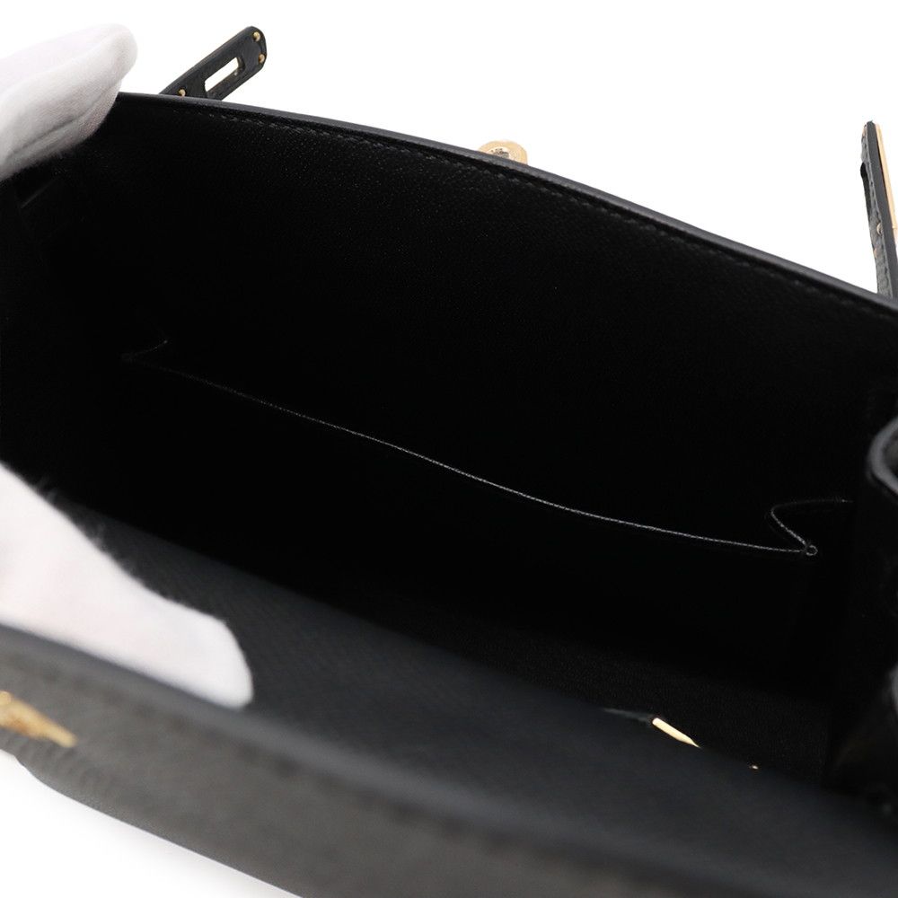 Hermes Handbag Kelly 25 Sellier Black Gold Epsom 2-Way — view 6