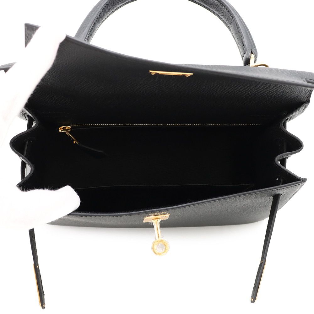Hermes Handbag Kelly 25 Sellier Black Gold Epsom 2-Way — view 5