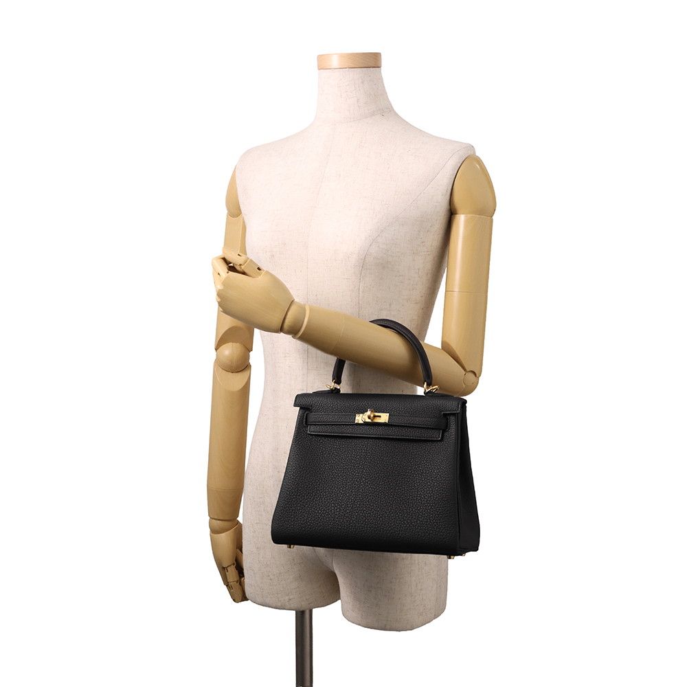 Hermes Handbag Kelly 25 Retourne Black Gold Togo 2-Way — view 4