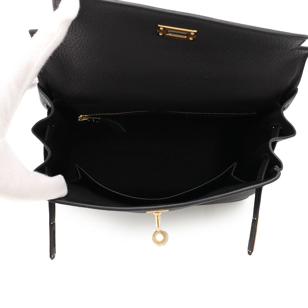 Hermes Handbag Kelly 25 Retourne Black Gold Togo 2-Way — view 5