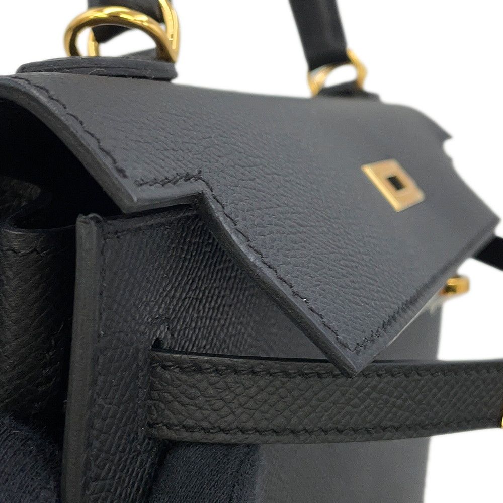 Hermes Handbag Kelly 25 Sellier Black Gold Epsom 2-Way Bag — view 8