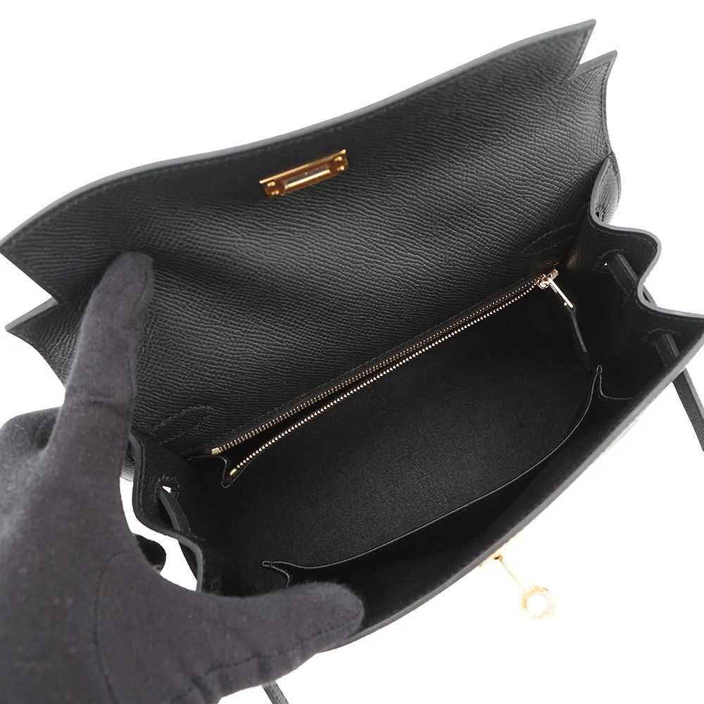 Hermes Handbag Kelly 25 Sellier Black Gold Epsom 2-Way Bag — view 5
