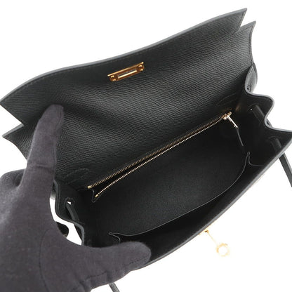 Hermes Handbag Kelly 25 Sellier Black Gold Epsom 2-Way Bag — view 5