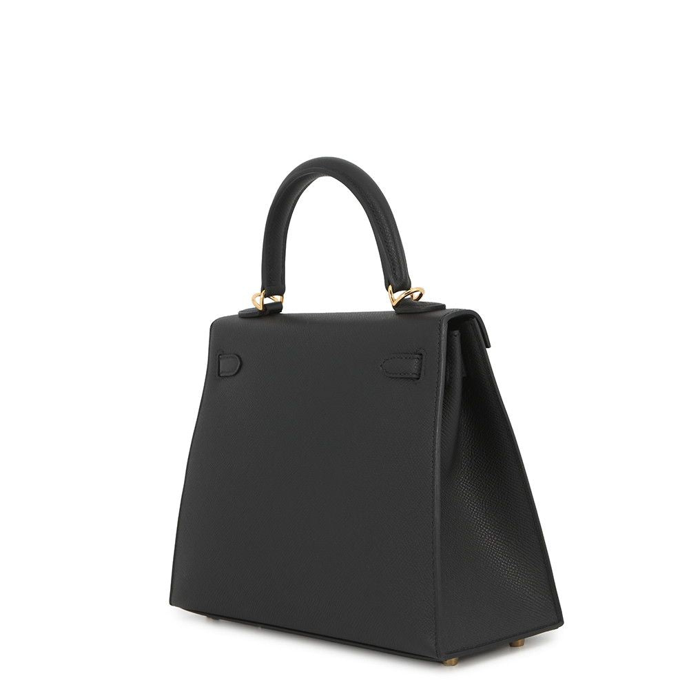 Hermes Handbag Kelly 25 Sellier Black Gold Epsom 2-Way Bag — view 2