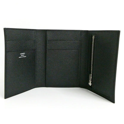 Hermes Bearn Convenience Epsom Black Silver Trifold Wallet — view 4