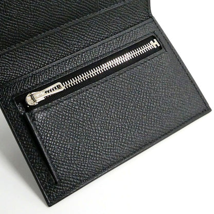 Hermes Bearn Convenience Epsom Black Silver Trifold Wallet — view 5