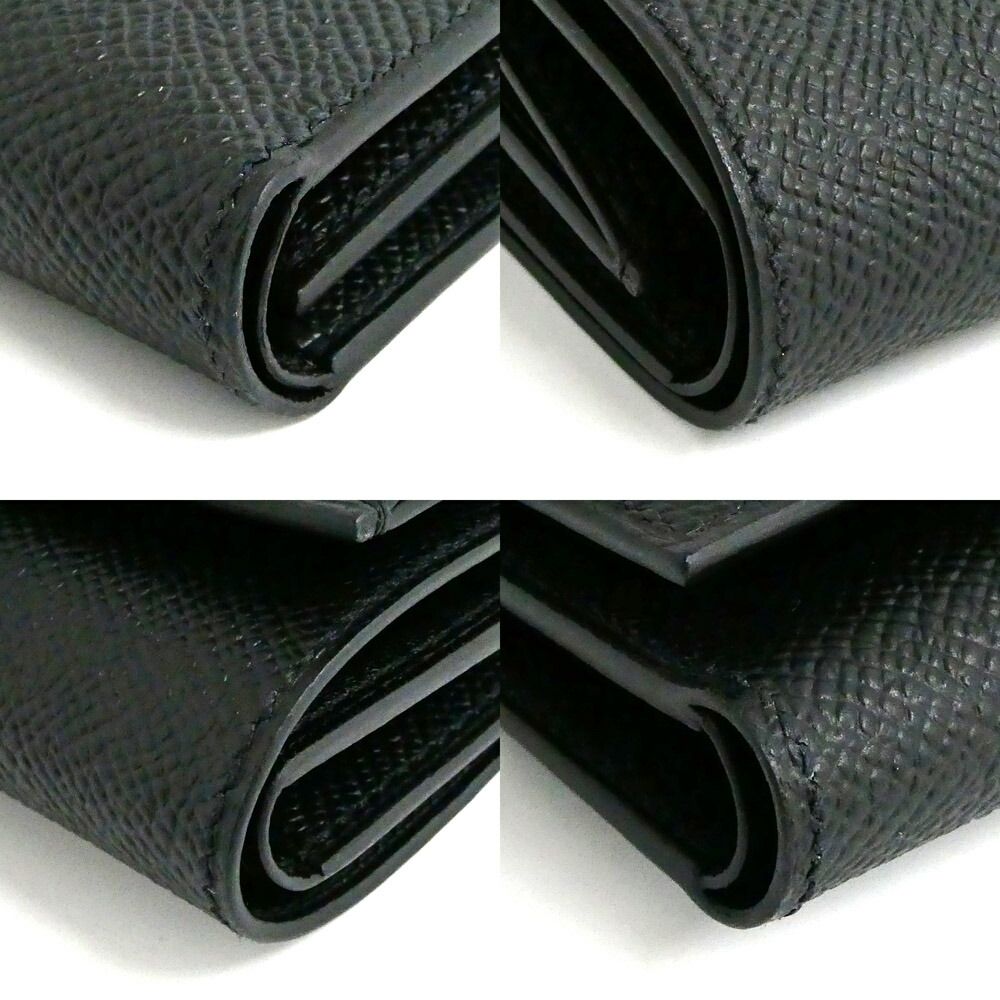 Hermes Bearn Convenience Epsom Black Silver Trifold Wallet — view 8
