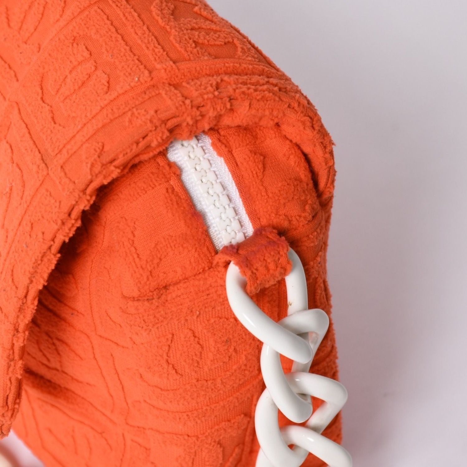 Chanel CC Logo Quilted Handbag Plastic Chain Pile Orange White — view 5