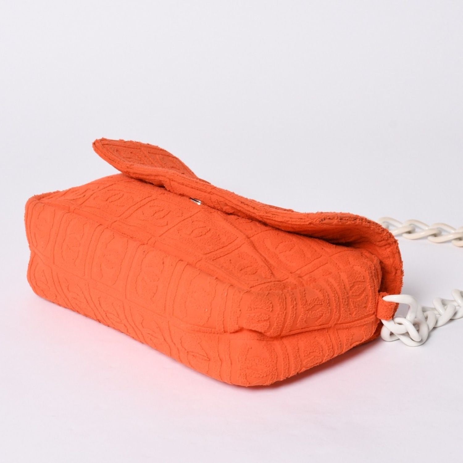 Chanel CC Logo Quilted Handbag Plastic Chain Pile Orange White — view 8