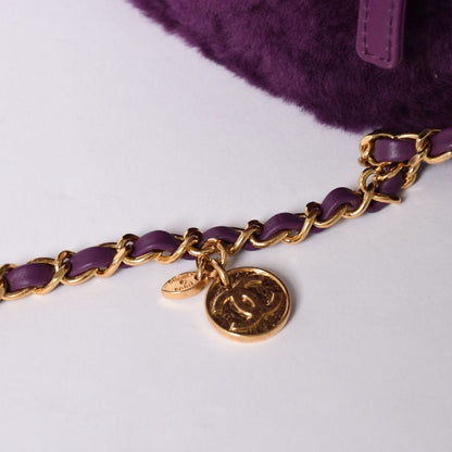 Chanel CC Logo Vanity 2-Way Shoulder Bag Shearling Purple Gold — view 8