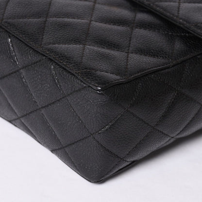 Chanel Shoulder Bag CC Logo Caviar Leather Black Quilted Gold — view 6