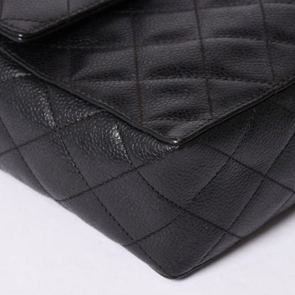 Chanel Shoulder Bag CC Logo Caviar Leather Black Quilted Gold — view 7