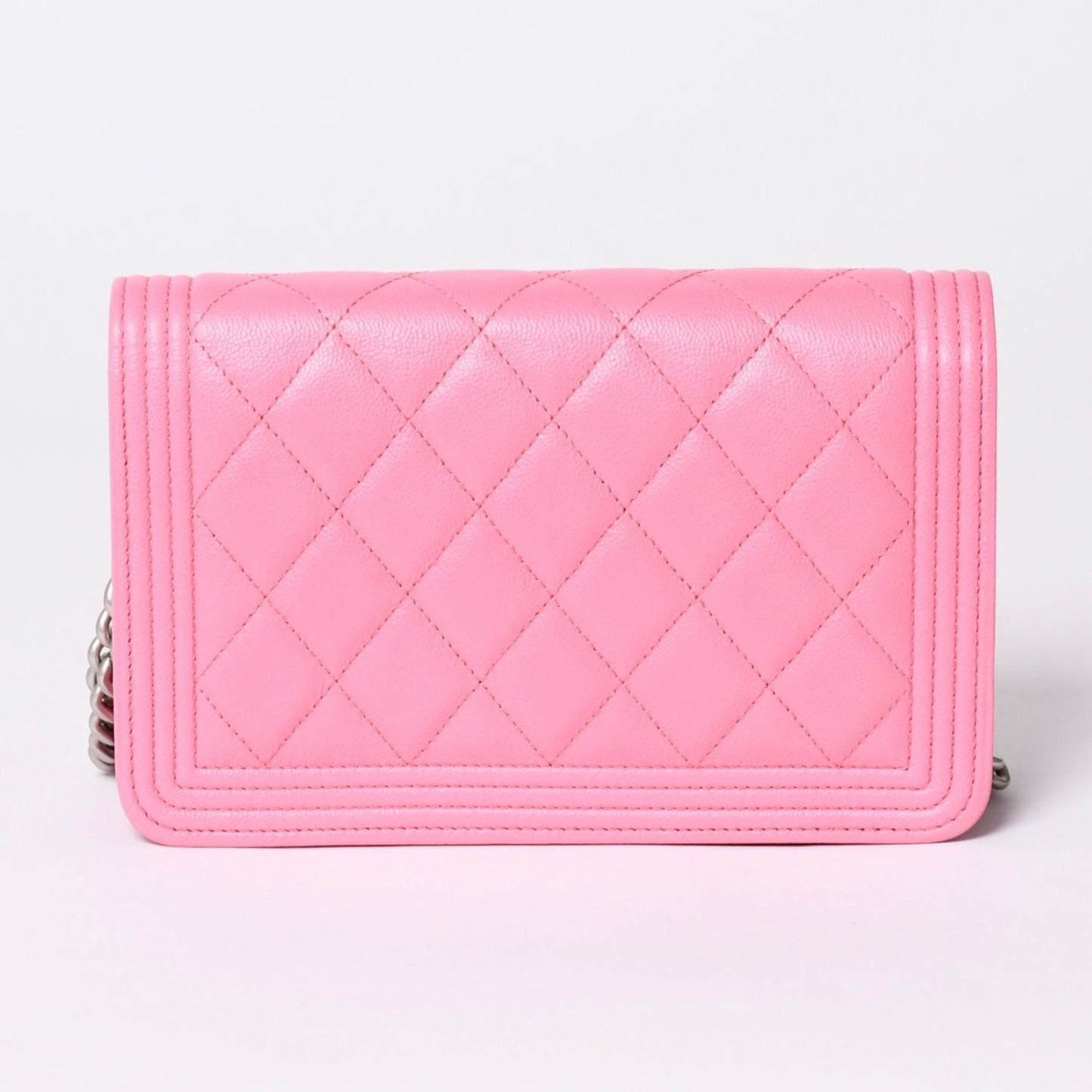 Chanel Boy Chain Wallet CC Logo Caviar Leather Pink Shoulder Bag — view 2