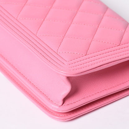 Chanel Boy Chain Wallet CC Logo Caviar Leather Pink Shoulder Bag — view 8