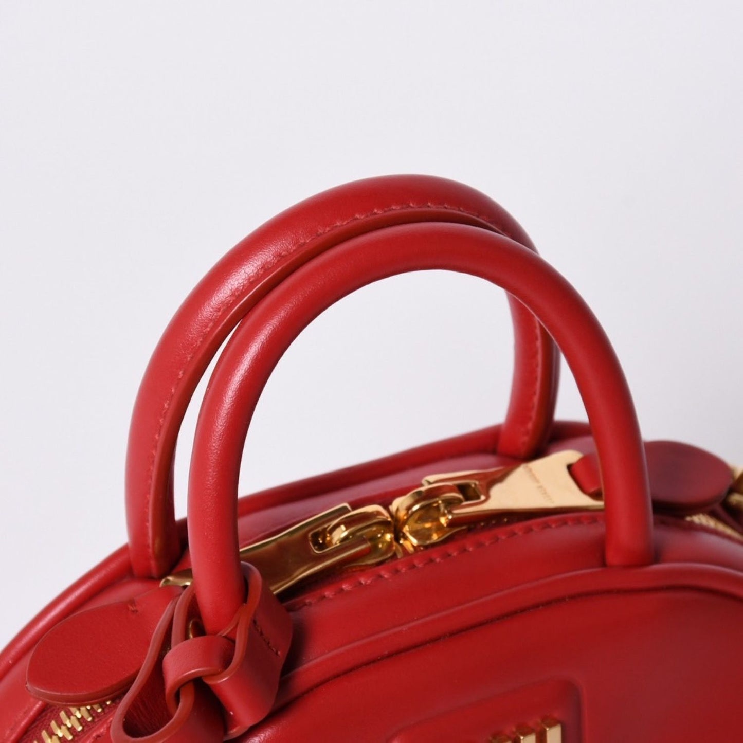 Miu Miu Top Handle 2-Way Bag Handbag Leather Red Gold — view 5