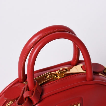 Miu Miu Top Handle 2-Way Bag Handbag Leather Red Gold — view 5