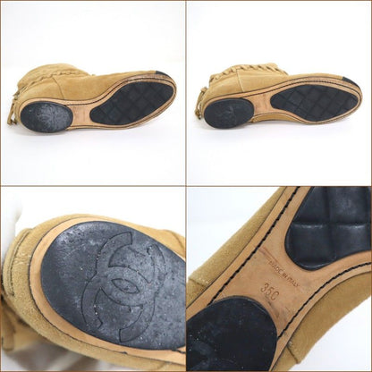Chanel Short Boots Beige Black Suede 35c — view 5