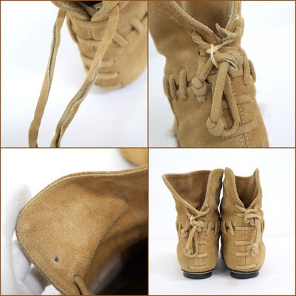 Chanel Short Boots Beige Black Suede 35c — view 7