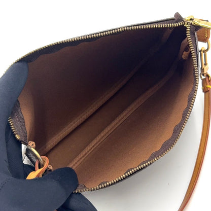 Louis Vuitton Pochette Monogram Leather Brown Handbag Gold — view 3