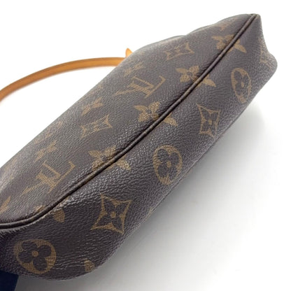 Louis Vuitton Pochette Monogram Leather Brown Handbag Gold — view 9