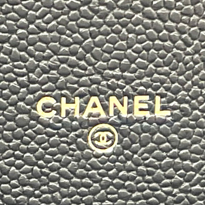Chanel Half Coco Wallet Caviar Leather Black Chain Shoulder Bag Gold — view 4