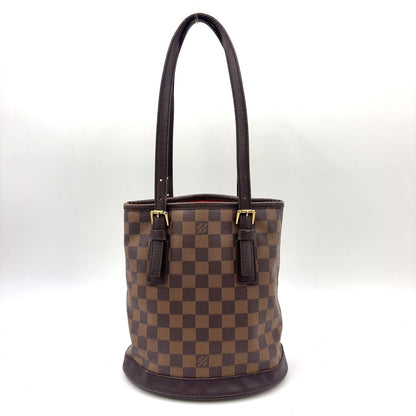 Louis Vuitton Marais Damier Ebene Leather Brown Tote Gold