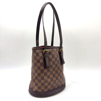 Louis Vuitton Marais Damier Ebene Leather Brown Tote Gold — view 2