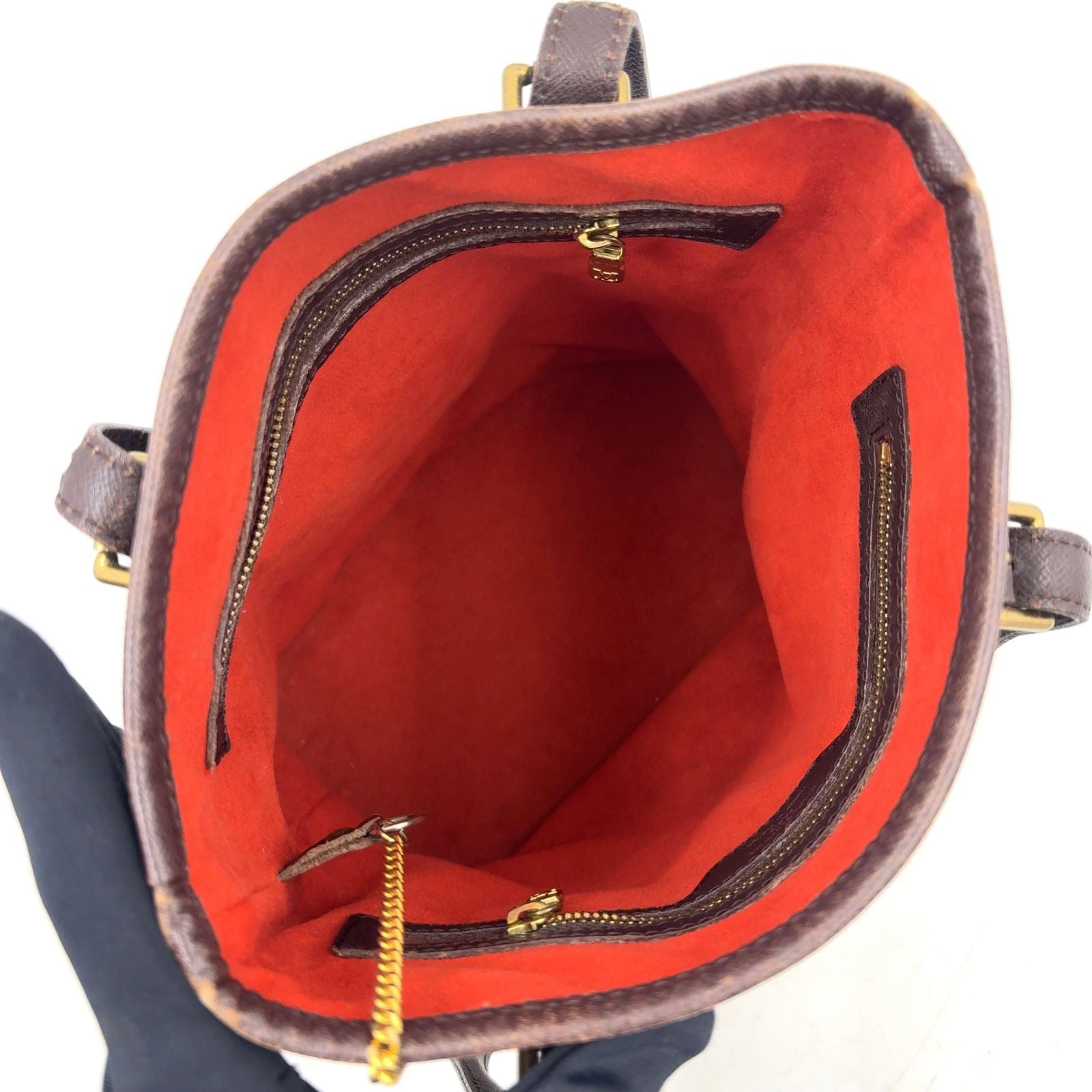 Louis Vuitton Marais Damier Ebene Leather Brown Tote Gold — view 3