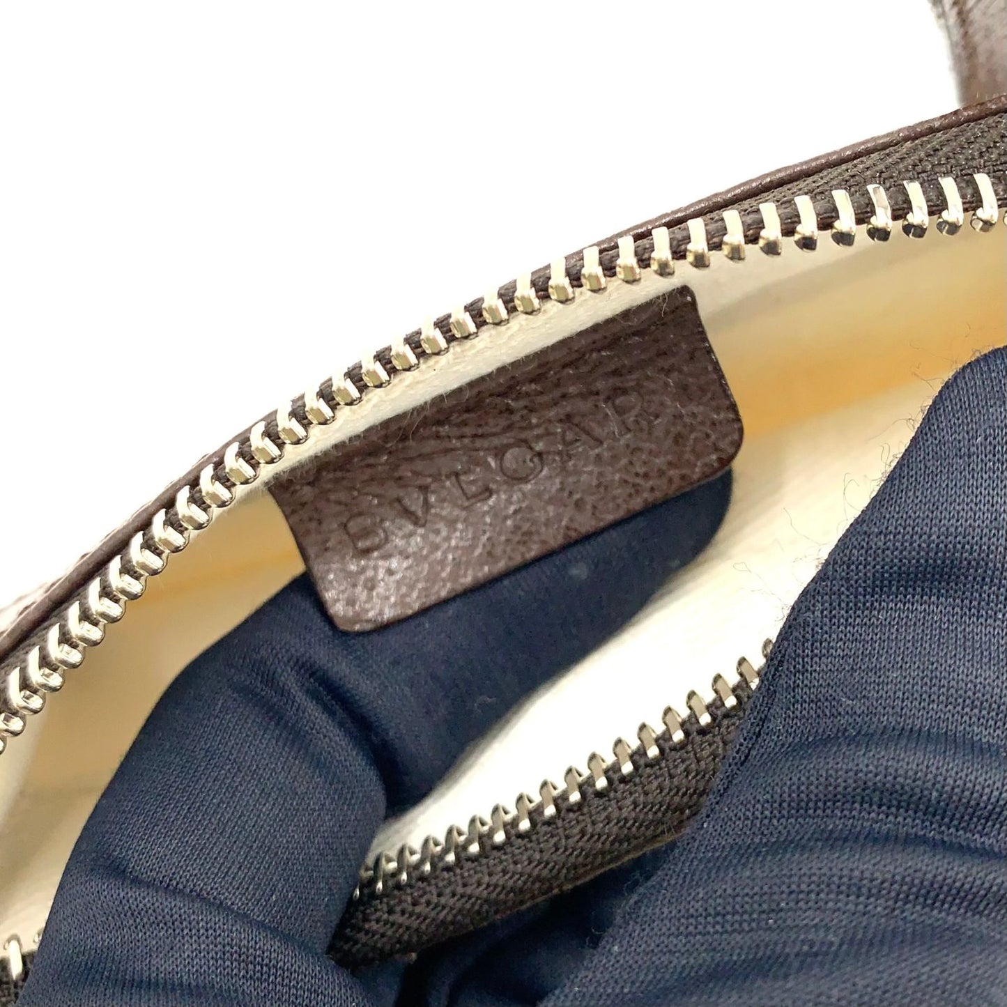 Bvlgari Logo Mania Leather Canvas Brown Shoulder Bag Silver — view 3