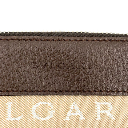 Bvlgari Logo Mania Leather Canvas Brown Shoulder Bag Silver — view 4