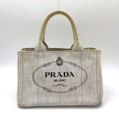 Prada Canapa Denim Gray Tote Gold