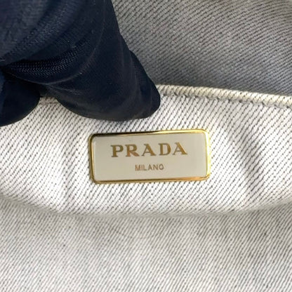 Prada Canapa Denim Gray Tote Gold — view 3