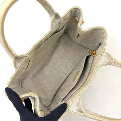 Prada Canapa Denim Gray Tote Gold — view 4