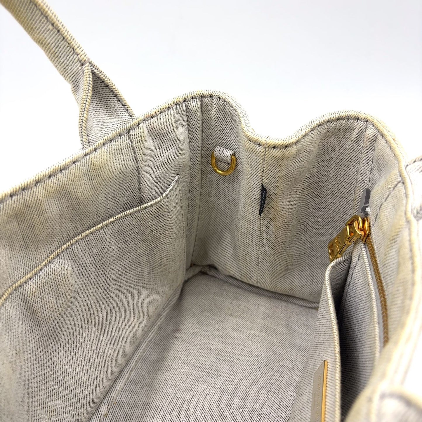 Prada Canapa Denim Gray Tote Gold — view 7
