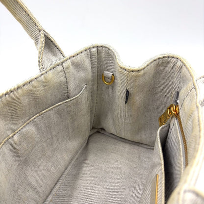 Prada Canapa Denim Gray Tote Gold — view 7