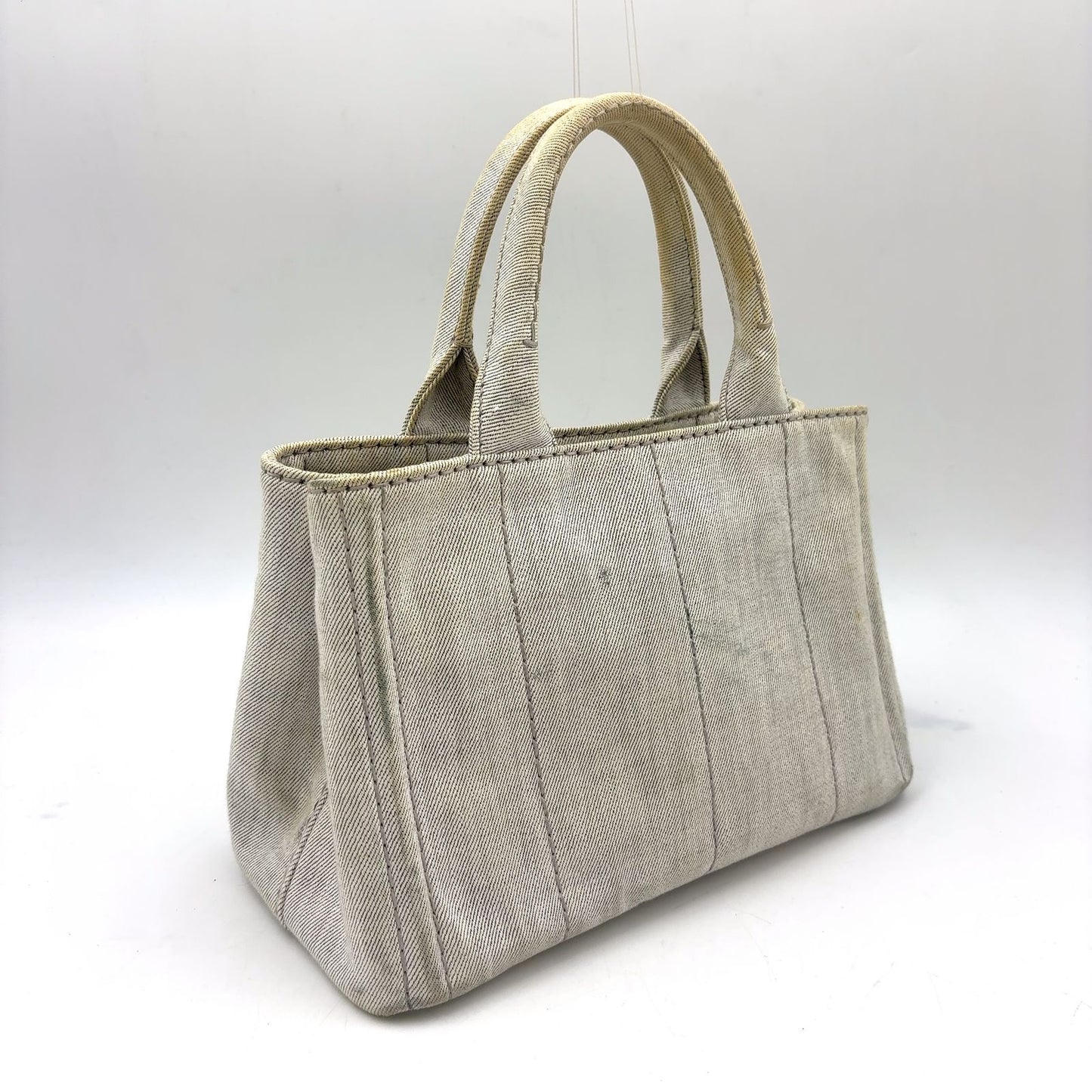 Prada Canapa Denim Gray Tote Gold — view 2