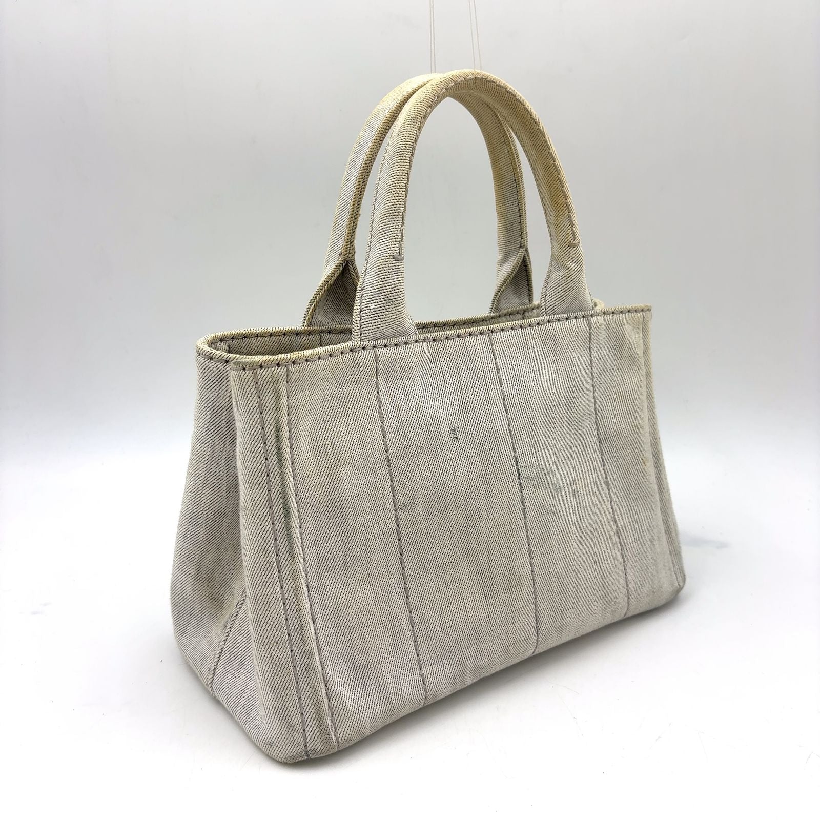 Prada Canapa Denim Gray Tote Gold — view 2