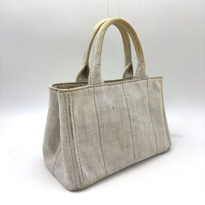 Prada Canapa Denim Gray Tote Gold — view 2