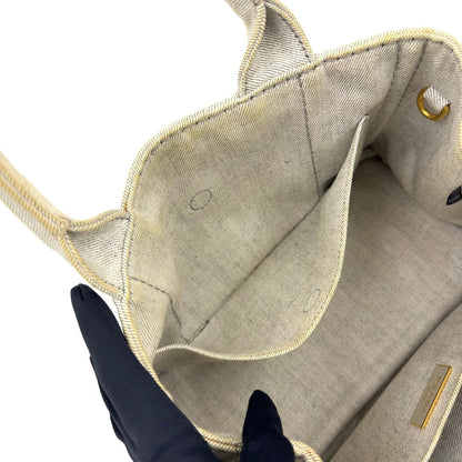 Prada Canapa Denim Gray Tote Gold — view 8