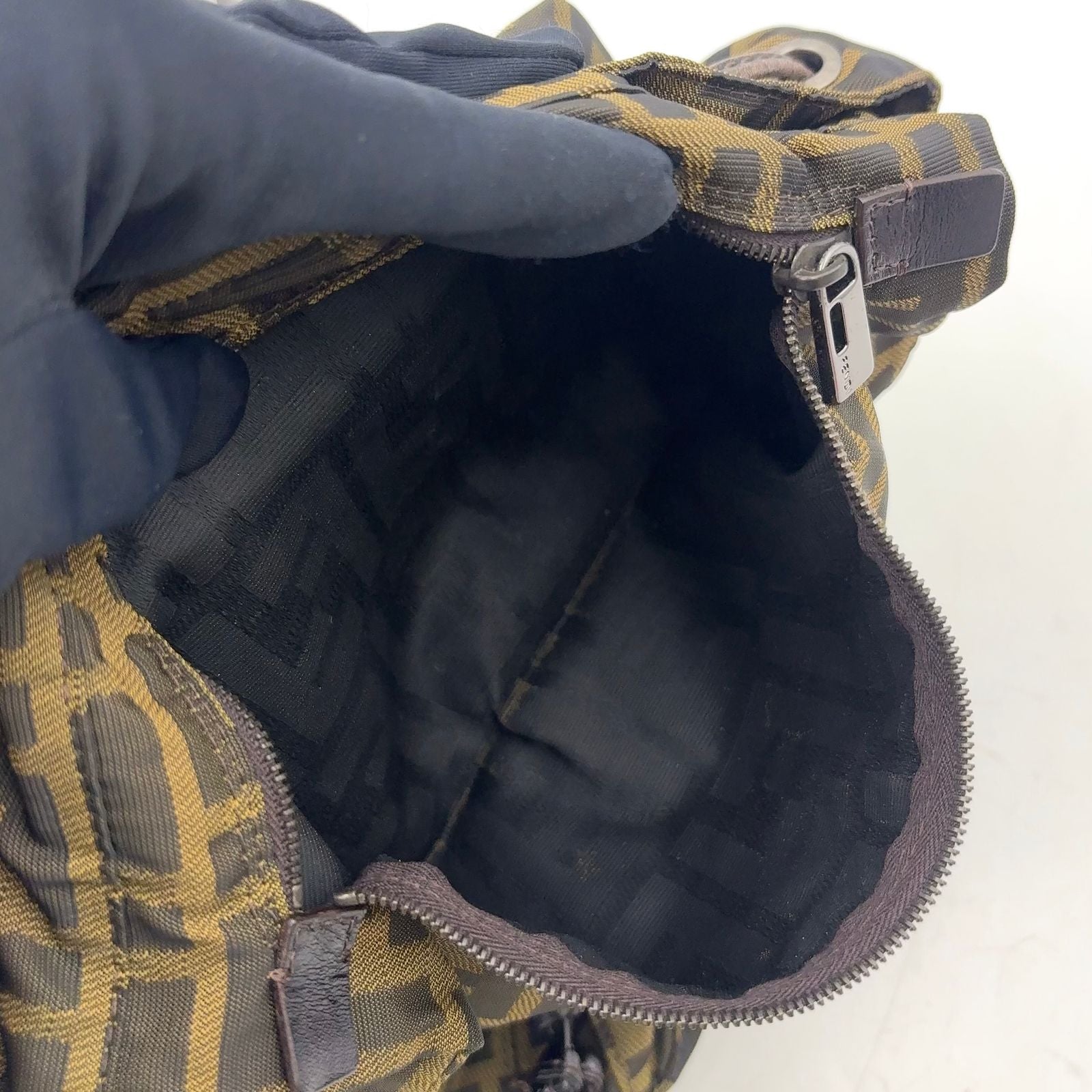 Fendi Zucca Leather Canvas Brown Backpack Silver — view 8