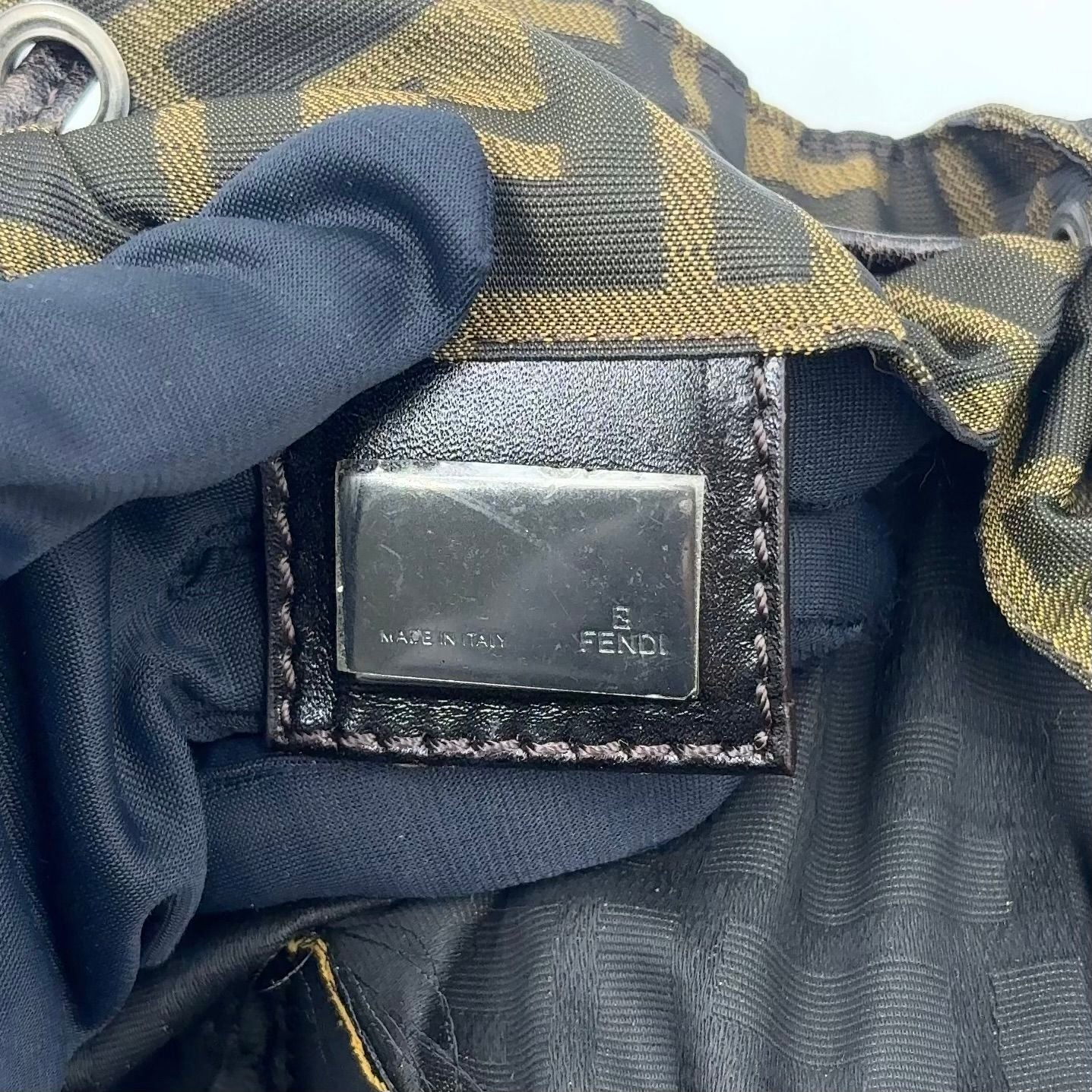 Fendi Zucca Leather Canvas Brown Backpack Silver — view 3