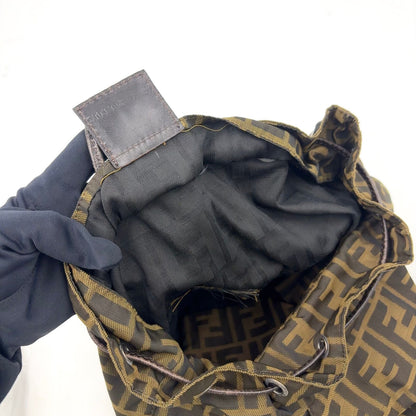 Fendi Zucca Leather Canvas Brown Backpack Silver — view 5