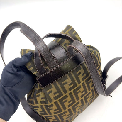 Fendi Zucca Leather Canvas Brown Backpack Silver — view 9