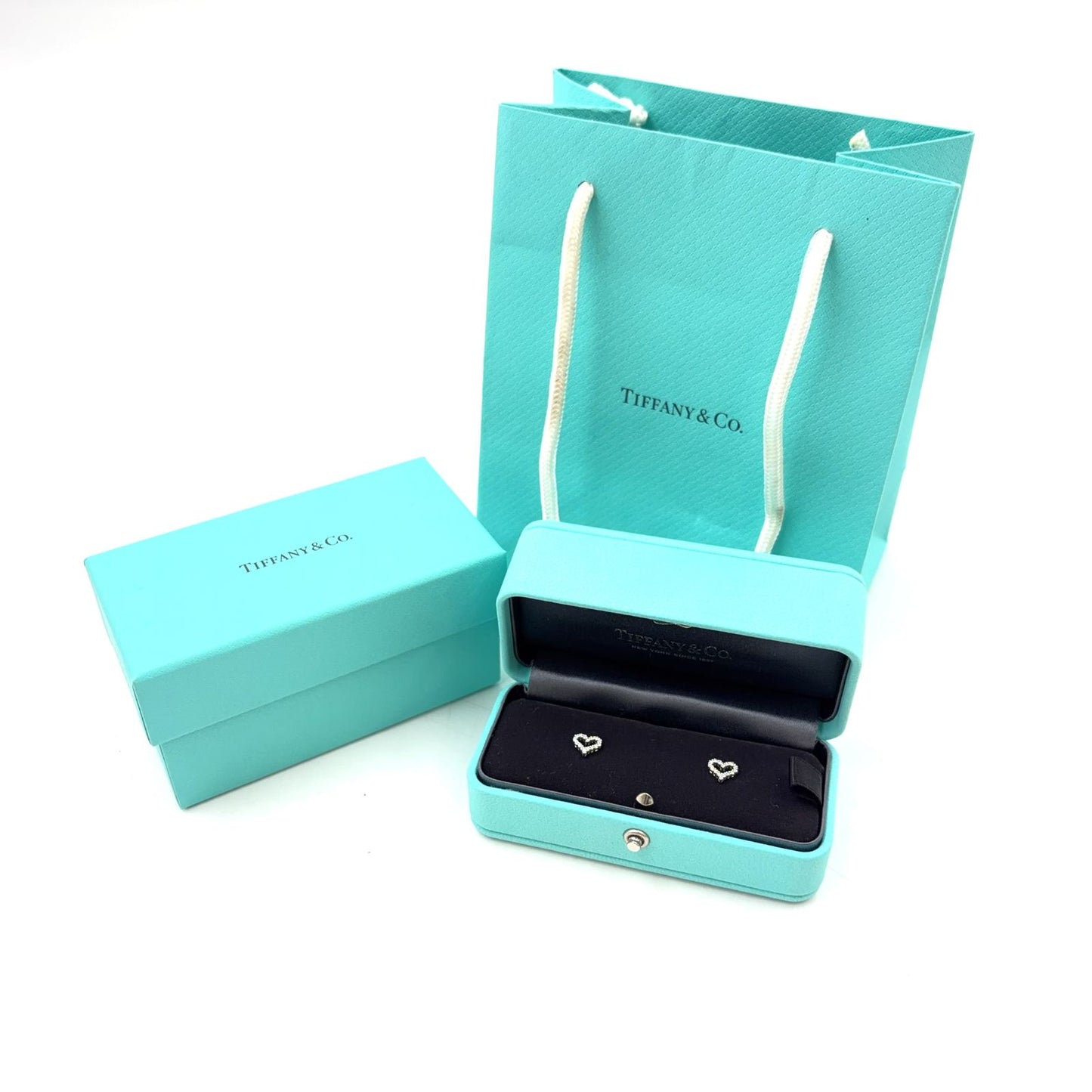 Tiffany & Co Sentimental Heart Extra Mini Diamond Platinum Earrings — view 9