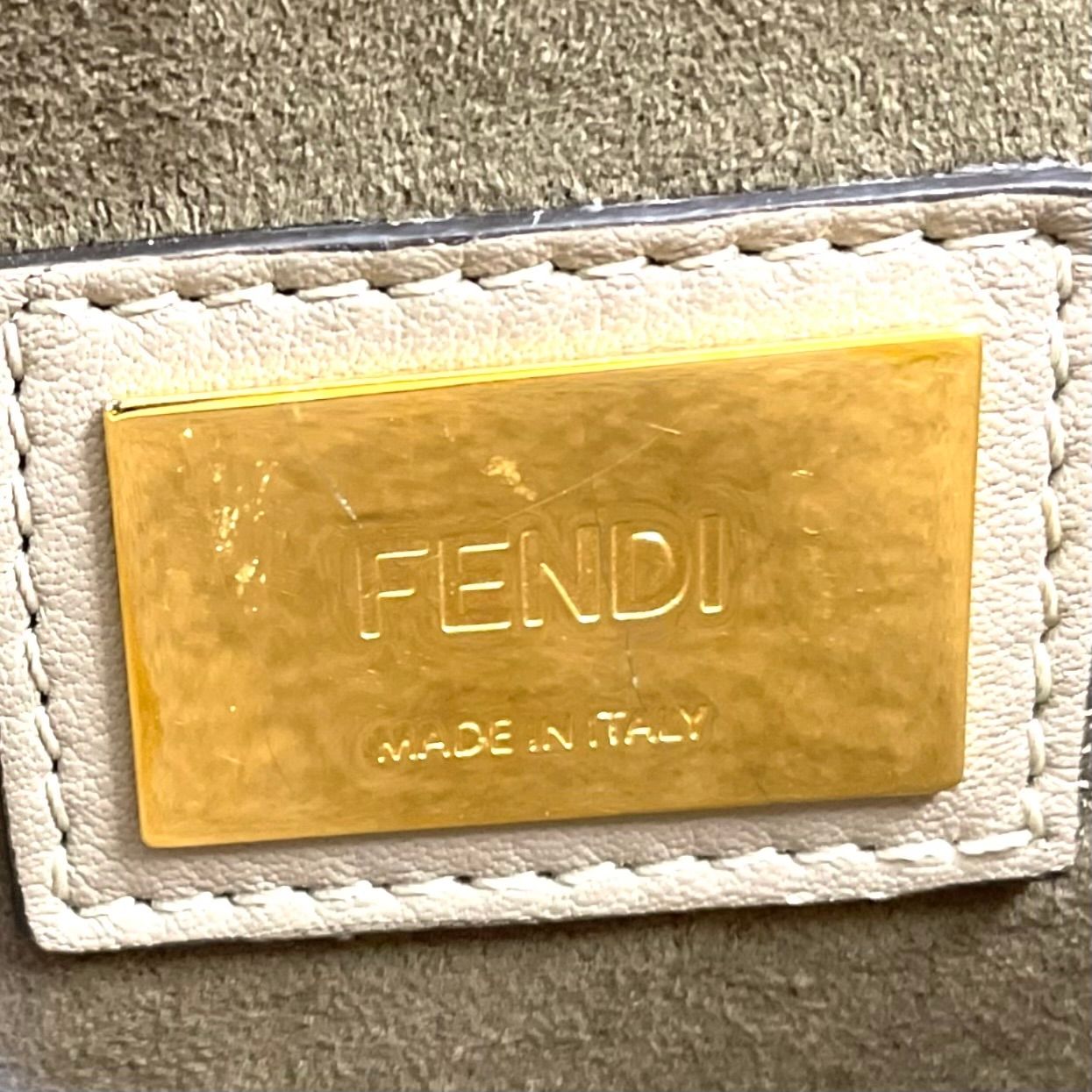 Fendi Peekaboo Regular Selleria Tortoiseshell Pattern 2-Way Leather Beige — view 5