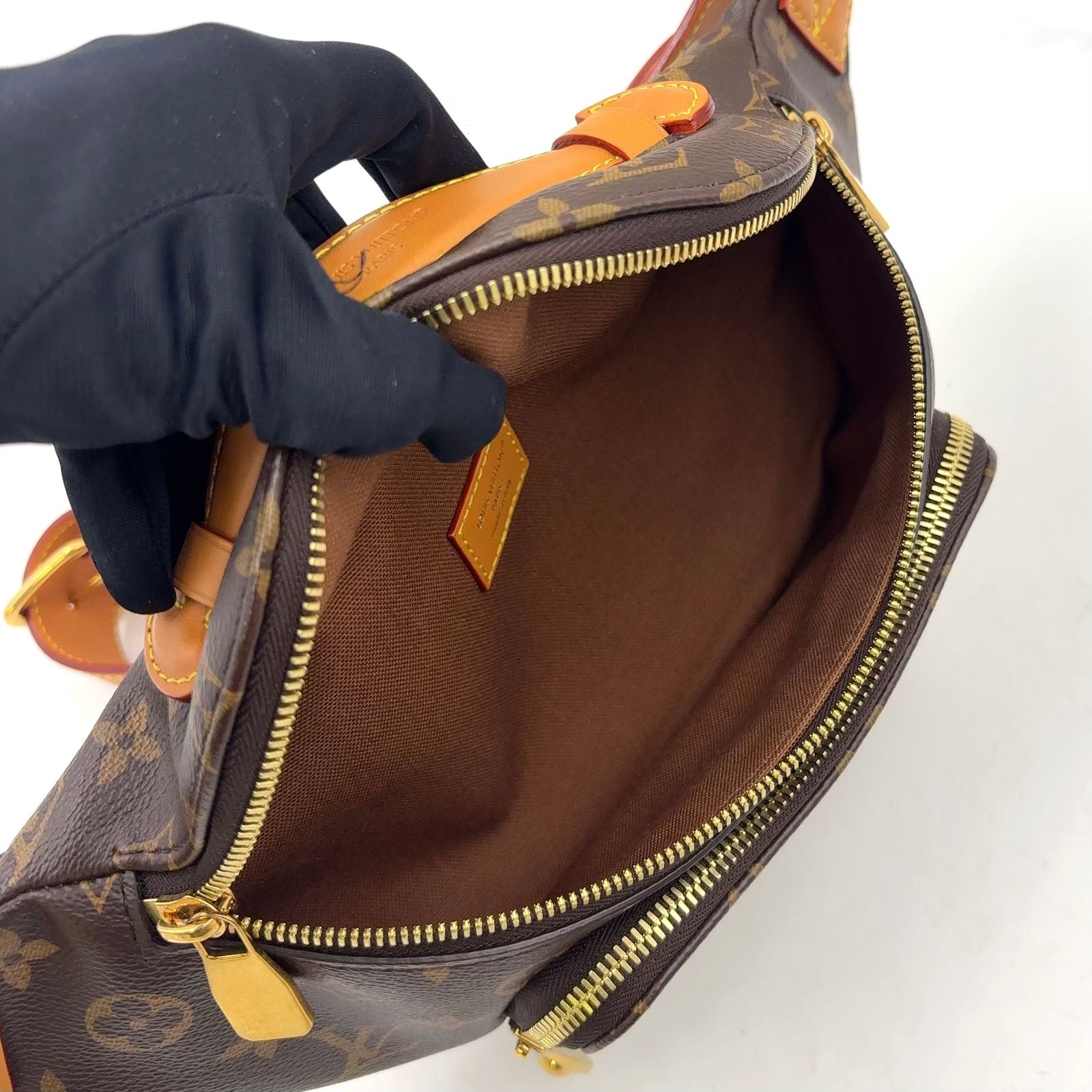 Louis Vuitton Rush Bum Bag Monogram Waist Leather Brown Light Gold — view 3