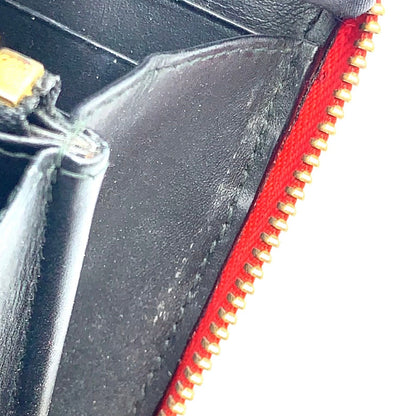 Loewe Anagram Linen Zip Around Leather Red Wallet Gold — view 8